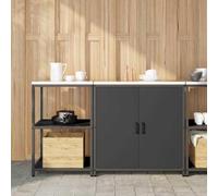Générique Ensemble de Rangement Cuisine 2 pcs Noir 150 x 50 x 92 cm,Meubles,Armoires & Meubles de Rangement,Meubles de cuisine-3392680