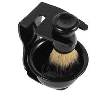 Générique Ensemble de Rasage pour Hommes Bol à Raser Noir, Pinceau en Nylon et Support, Accessoires en Acrylique Expérience de Rasage et Maniable