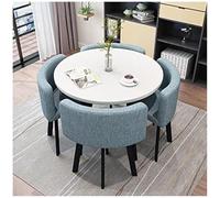 Générique Ensemble de Repas Rond Moderne de 5 pièces avec Dessus de Table en Faux marbre et chaises d'aile pour Petit Salon de Cuisine ou Appartement Mobilier de Salle à Manger en métal épargne