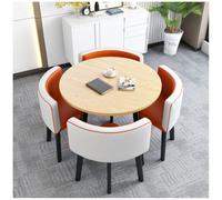 Générique Ensemble de Repas Rond Moderne de 5 pièces avec Dessus de Table en Faux marbre et chaises d'aile pour Petit Salon de Cuisine ou Appartement Mobilier de Salle à Manger en métal épargne