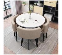 Générique Ensemble de Repas Rond Moderne de 5 pièces avec Dessus de Table en Faux marbre et chaises d'aile pour Petit Salon de Cuisine ou Appartement Mobilier de Salle à Manger en métal épargne