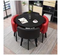 Générique Ensemble de Repas Rond Moderne de 5 pièces avec Dessus de Table en Faux marbre et chaises d'aile pour Petit Salon de Cuisine ou Appartement Mobilier de Salle à Manger en métal épargne