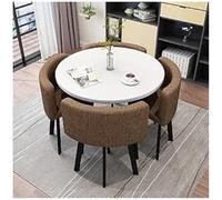 Générique Ensemble de Repas Rond Moderne de 5 pièces avec Dessus de Table en Faux marbre et chaises d'aile pour Petit Salon de Cuisine ou Appartement Mobilier de Salle à Manger en métal épargne