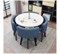 Générique Ensemble de Repas Rond Moderne de 5 pièces avec Dessus de Table en Faux marbre et chaises d'aile pour Petit Salon de Cuisine ou Appartement Mobilier de Salle à Manger en métal épargne