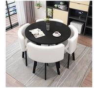 Générique Ensemble de Repas Rond Moderne de 5 pièces avec Dessus de Table en Faux marbre et chaises d'aile pour Petit Salon de Cuisine ou Appartement Mobilier de Salle à Manger en métal épargne