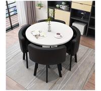Générique Ensemble de Repas Rond Moderne de 5 pièces avec Dessus de Table en Faux marbre et chaises d'aile pour Petit Salon de Cuisine ou Appartement Mobilier de Salle à Manger en métal épargne