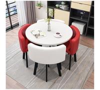 Générique Ensemble de Repas Rond Moderne de 5 pièces avec Dessus de Table en Faux marbre et chaises d'aile pour Petit Salon de Cuisine ou Appartement Mobilier de Salle à Manger en métal épargne