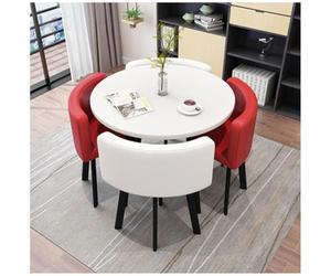 Générique Ensemble de Repas Rond Moderne de 5 pièces avec Dessus de Table en Faux marbre et chaises d'aile pour Petit Salon de Cuisine ou Appartement Mobilier de Salle à Manger en métal épargne
