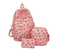 Générique Ensemble De Sac À Dos Fraise - Nylon Et Polyester, Sac D'école Pour, Durable Et Léger | À Dos, Ensemble De Cartable Pour, Filles Et Garçons, Déplacements Quotidiens, Maternelle, Éc