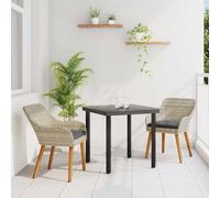 Générique Ensemble de Salle à Manger 3 pcs Gris Clair Poly rotin,Meubles,Mobilier de Jardin,Salons de jardin-3261712