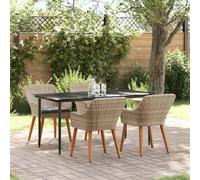 Générique Ensemble de Salle à Manger 5 pcs Gris Clair Poly rotin,Meubles, Mobilier de Jardin, Salons de Jardin, Noir (Poids 54.5KG)