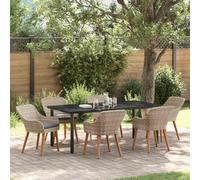 Générique Ensemble de Salle à Manger 7 pcs Gris Clair Poly rotin,Meubles, Mobilier de Jardin, Salons de Jardin, Noir (Poids 85.4KG)