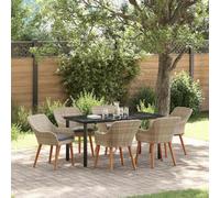 Générique Ensemble de Salle à Manger 7 pcs Gris Clair Poly rotin,Meubles, Mobilier de Jardin, Salons de Jardin, Noir (Poids 70.55KG)