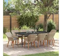 Générique Ensemble de Salle à Manger 9 pcs Gris Clair Poly rotin,Meubles,Mobilier de Jardin,Salons de jardin-3261711