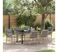 Générique Ensemble de Salle à Manger de 7 pièces avec Coussins Beige en Poly rotin,Meubles,Mobilier de Jardin,Salons de Jardin,Beige,68.5 KG,3380236
