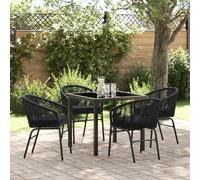 Générique Ensemble de Salle à Manger de Jardin 5 pièces - Rattan Poly Noir,Chaises de Jardin,38.52KG-3379346