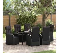 Générique Ensemble de Salle à Manger de Jardin 7 Pièces avec Coussins - Rattan Poly Noir,Chaises de Jardin,109.9KG-3379510