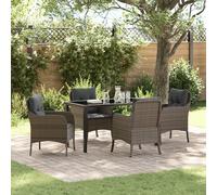 Générique Ensemble de Salle à Manger de Jardin de 5 pièces avec Coussins Gris en Poly Rattan,Chaises de Jardin,52.05KG-3380164