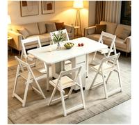 Générique Ensemble De Salle à Manger De Style Ferme 7 PièCes, Table De Cuisine Pliante pour 6 Personnes, Bureau Extensible en Bois Massif à Abattants, IdéAl pour Les Petits Espaces,Blanc,B
