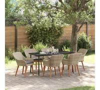 Générique Ensemble de Salle à Manger Gris Clair Poly rotin,Meubles,Mobilier de Jardin,Salons de Jardin,Noir,70.3 KG,3261709