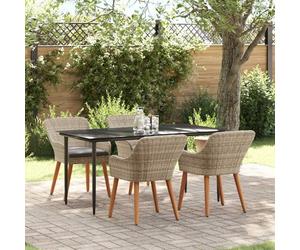 Générique Ensemble de Salle à Manger Gris Clair Poly rotin,Meubles,Mobilier de Jardin,Salons de Jardin,Noir,54.5 KG,3261708