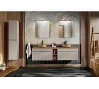 Générique Ensemble de Salle de Bain 180 cm Iconic Cashmere avec Plan de Travail, Double Vasque Wiki, Meuble Haut et Deux miroirs