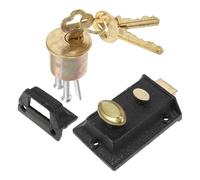 Générique Ensemble de Serrure de Porte Vintage en Fer pour Portes en Bois, Verrou de Sécurité Double Assurance, Surface Polie, Épaisseur 35-55mm, pour Écoles et Usines
