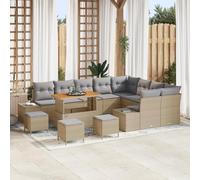 Générique Ensemble de Sofas de Jardin 13 pièces avec Coussins Beige Poly Rattan Acacia,Canapés de Jardin,107KG-3364782