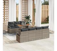Générique Ensemble de Sofas de Jardin avec Coussins de 8 Pièces Gris Poly Rattan Acacia,Canapés de Jardin,68.2KG-3349670