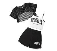 Générique Ensemble de sport pour garçon et fille Vêtements Mode Ados Filles Combinaison Jogging Débardeur Short Longue Doux Leger d'Entraînement Décontracté cadeau garçons