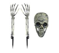 Générique Ensemble De Squelette Effrayant - Accessoire d'halloween en Plein Air, 3 Parties De Crâne Réalistes avec Bras Mobiles | Décoration Effrayante pour L'entrée du Chemin De La Pelouse du Jardin