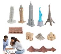 Générique Ensemble De Statues De Construction Renommée Mondiale, Empire State Building - City Toys Statues Figurines Figures Paris, Pise, Londres, Athènes, Agra, Palenque