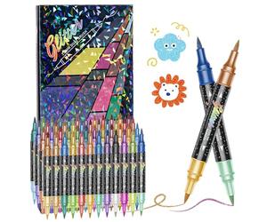 Générique Ensemble De Stylos Marqueurs À Pinceaux À Paillettes, 24 À 96 Couleurs, Double Pointe, Stylos À Pointe En Feutre Scintillants Métalliques Pour Le Coloriage, La Fabrication De Cartes