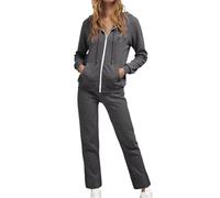 Générique Ensemble de Survêtement Décontracté à Capuche pour Femme, Sweatshirt Zippé de Couleur Unie élégant avec Pantalon Haute à Cordon Serrage pour Un Usage Quotidien Et Les Sorties (Dark Gray, S)