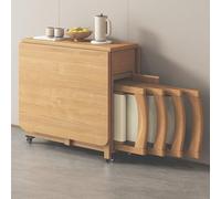 Générique Ensemble de Table à Manger Pliante Extensible avec 4 chaises, Gain de Place, Table à abattants en Bois Massif for Cuisine, Salon, Restaurant - 1,4 m