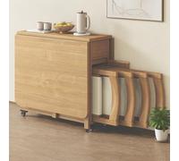 Générique Ensemble de Table à Manger Pliante, Table à Manger Extensible en Bois avec 4 chaises, Table à abattant Facile à déplacer for Cuisine, Salle à Manger - 1,4 m