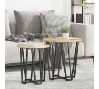 Générique Ensemble de Tables d'appoint 2 pcs Chêne Sonoma et Noir Meubles Tables Tables Basses et Tables d'appoint Tables d'appoint (Poids 8.55KG)