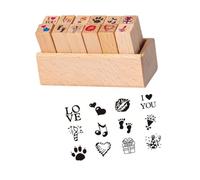 Générique Ensemble de tampons de Journal en Bois avec, Love Affair | Tampons de planification et de scrapbooking en bois de hêtre, 8 pièces, pour journal intime, mémo et marquage de