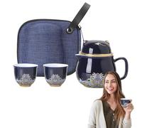 Générique Ensemble de tasses à thé portables en céramique, ensemble de théière en céramique - Ensemble de tasses à thé de théière portable chat - Service à résistant aux chocs, à en porc