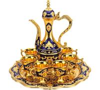 Générique Ensemble de thé Turc Vintage Exquis Golden Turkish Tasse de café avec Plateau et 6 Tasses pour décorations fête à Domicile, Ensembles thé