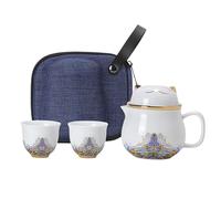 Générique Ensemble de théière en céramique, ensemble de théière avec tasses - Ensemble de portable de tasses à thé en céramique Cat,Service à thé en porcelaine, à résistantes aux cho