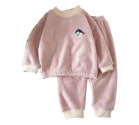 Générique Ensemble de Vêtement pour Enfant Pyjama d'hiver Fille en Polaire Chaude Tenue Confortable Nuit Douce Vêtement Thermorégulateur Loisirs Domestique Ensemble Languette Enfance