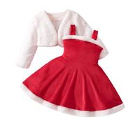 Générique Ensemble de Vêtement pour Enfant Robe en Velours élégante avec Veste Assortie pour Petites Filles Tenue Festive Deux pièces idéale Occasions spéciales Saison hivernale