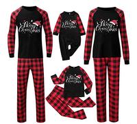 Générique Ensemble de vêtements de nuit en coton pour femme Noël homme papa lettre plaid imprimé haut chemisier pantalon famille vêtements pyjama drôle pull de Noël homme 2024