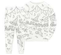 Générique Ensemble de vêtements d'intérieur créatif à colorier pour Enfants Tenue de Jeu Confortable pour activités manuelles et Moments festifs (White, 9-10 Years)