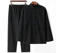 Générique Ensemble De Vêtements Tai Chi Costume Traditionnel Chinois d'arts Martiaux pour Homme Tai Chi Classique Tangzhuang Chemise Pantalon Tenue Unisexe Fabriqué en Soie,Noir,M
