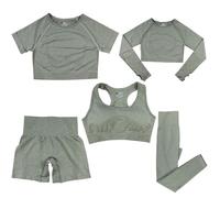 Générique Ensemble de Yoga 5 Pièces pour une Pratique Complète et Confortable en Toute Saison (Army Green, XL)