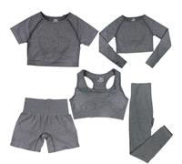 Générique Ensemble de Yoga 5 Pièces pour une Pratique Complète et Confortable en Toute Saison (Dark Gray, XL)