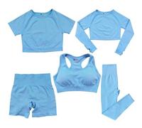 Générique Ensemble de Yoga 5 Pièces pour une Pratique Complète et Confortable en Toute Saison (Light Blue, XL)