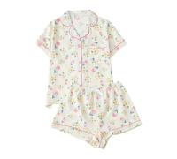 Générique Ensemble décontracté composé d'un T-shirt à manches courtes et d'un short imprimés, idéal pour la maison ou comme pyjama doux et confortable.#05